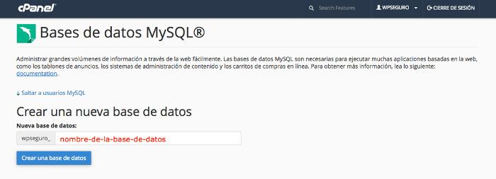 Crear una nueva base de datos