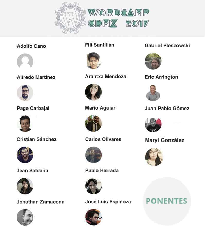 Ponentes de la WordCamp Ciudad de México 2017