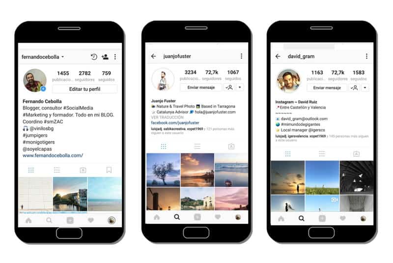 Perfiles personales de Instagram