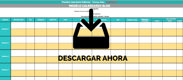 Plantilla para crear tu calendario editorial