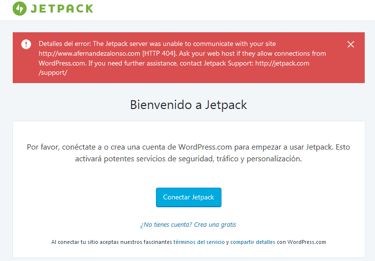 Error conexion servidor con Jetpack