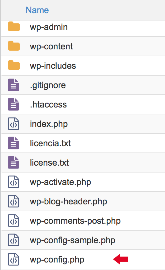 Ubicar el archivo wp-config.php