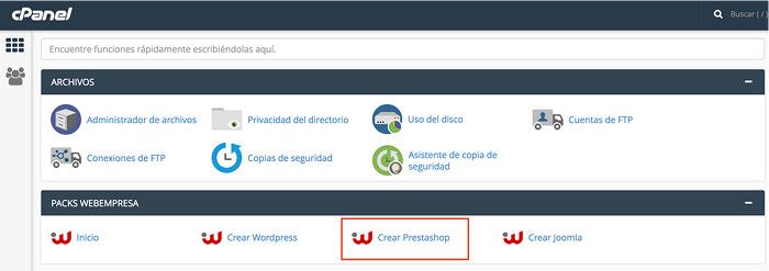 Crear PrestaShop