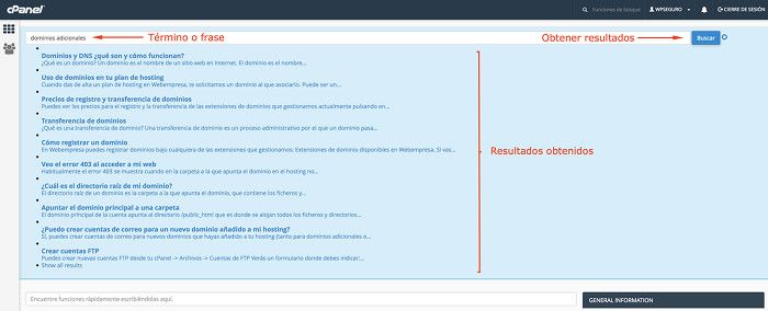 Búsqueda de dominios adicionales en FAQs