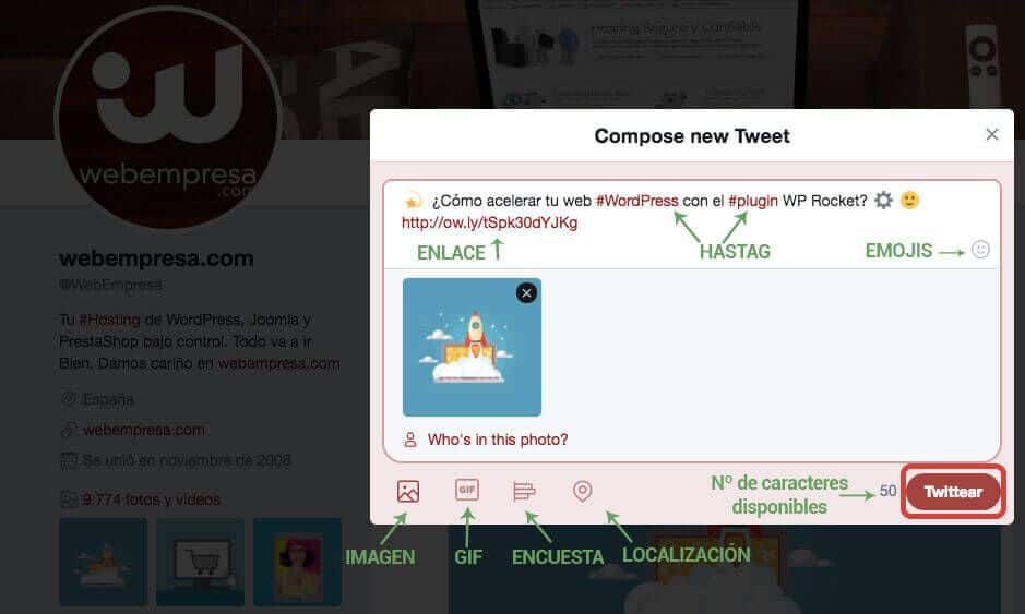 Componentes para escribir un tweet