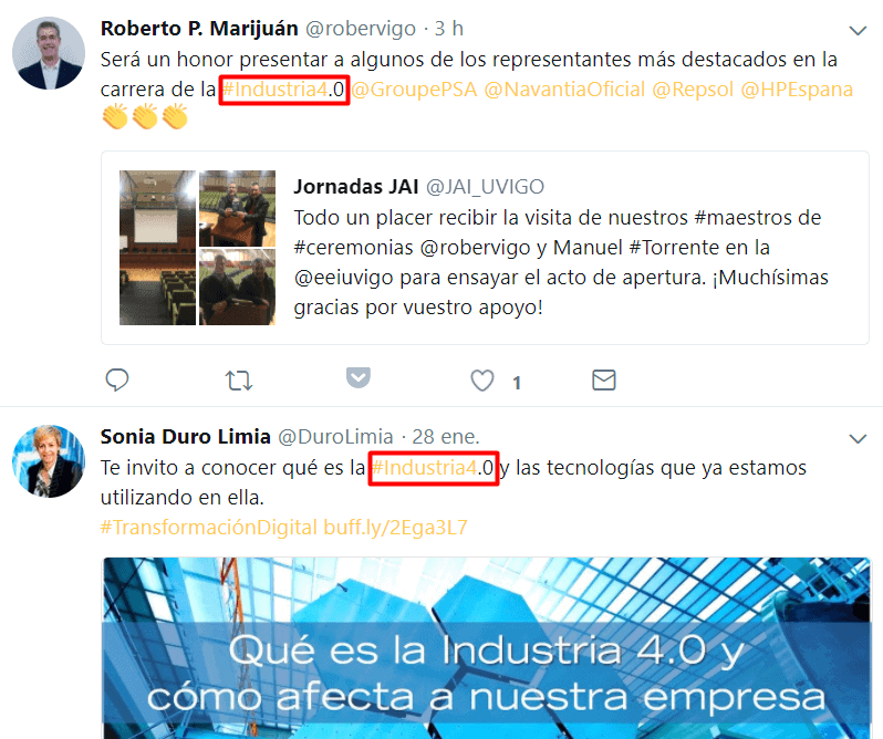 Ejemplo de hastag en redes sociales