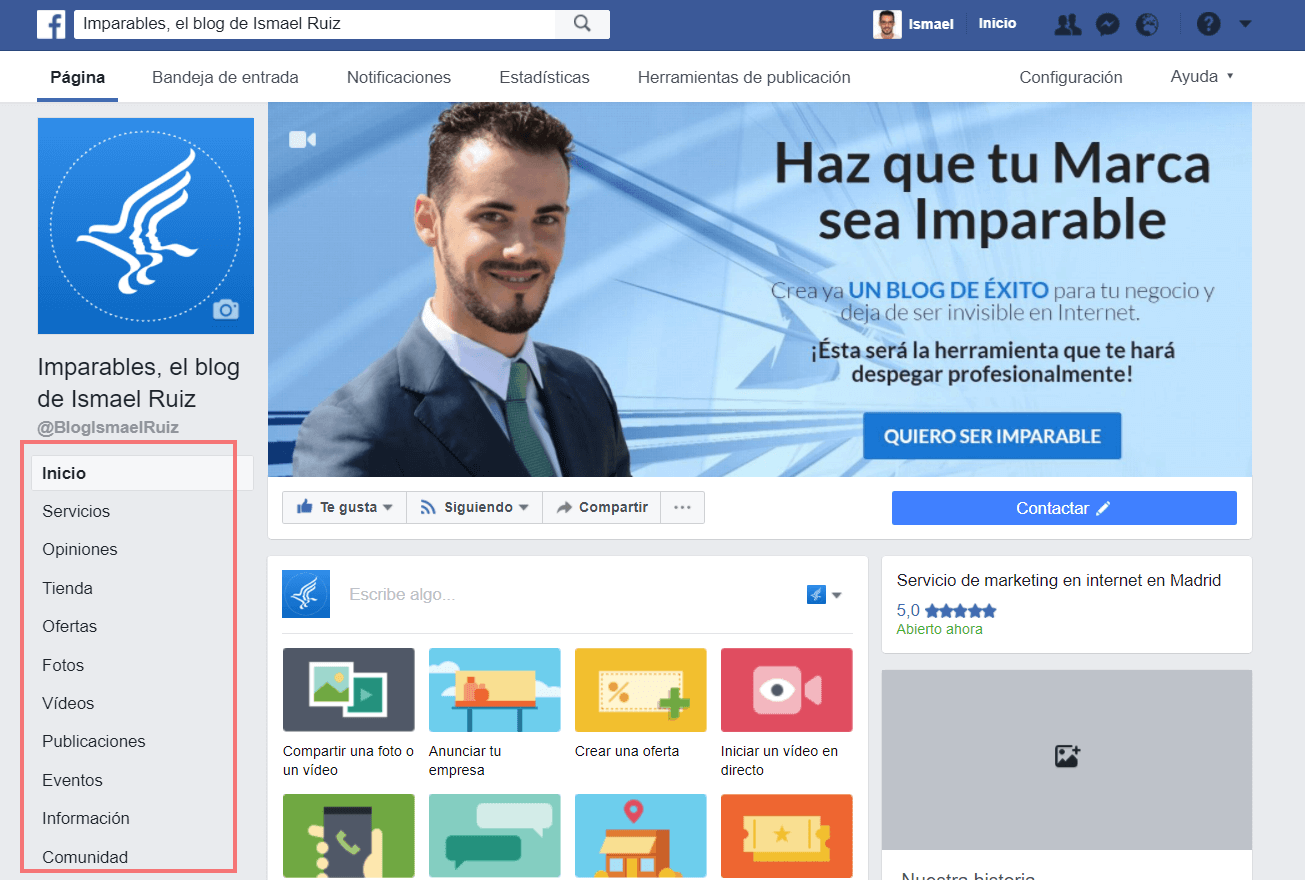 una tienda online en Facebook y vende productos