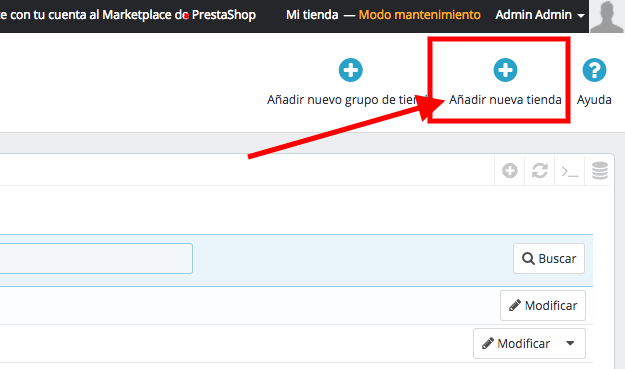 Añadir nueva tienda en Prestashop