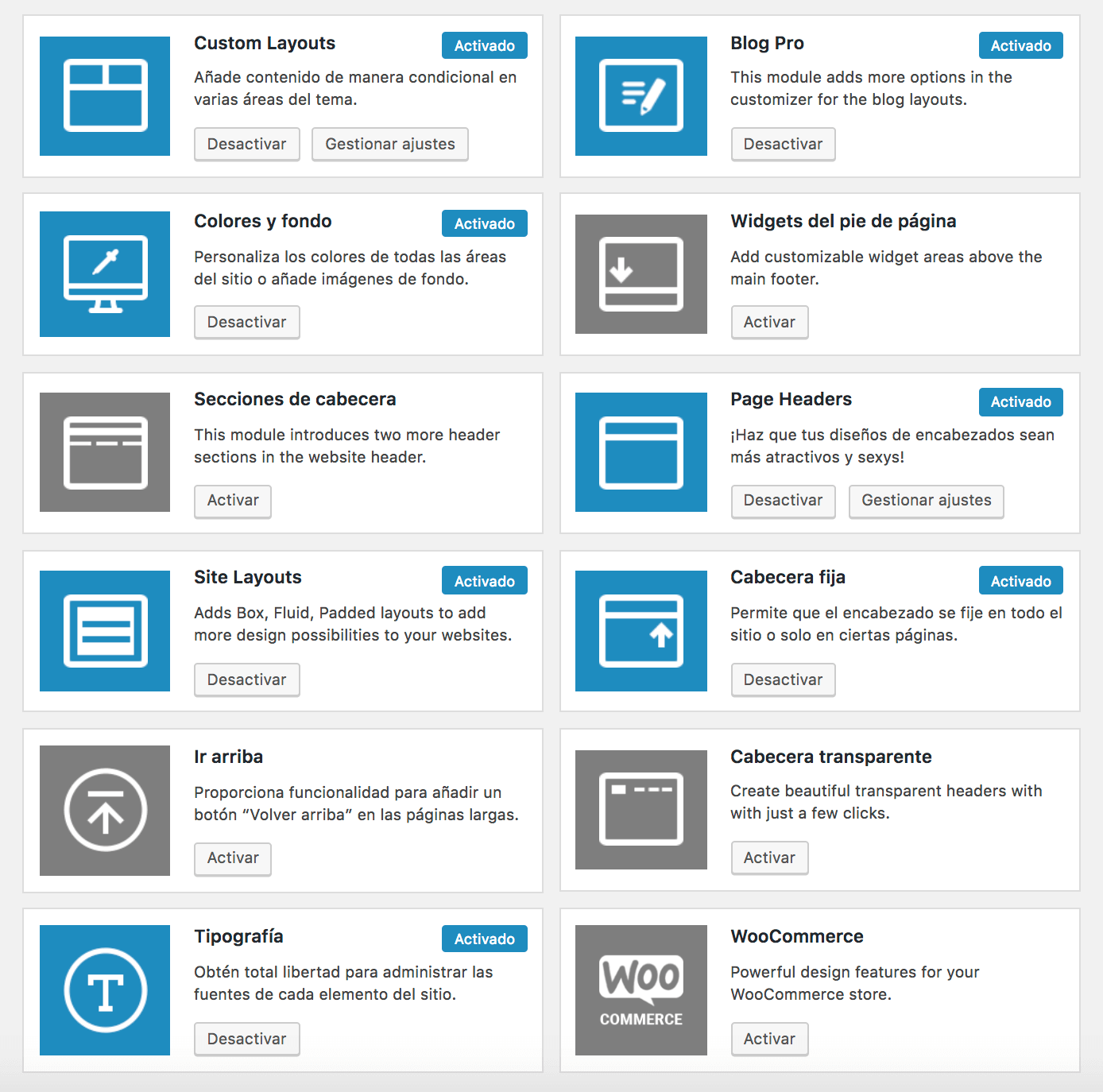 Configuración de Astra Theme