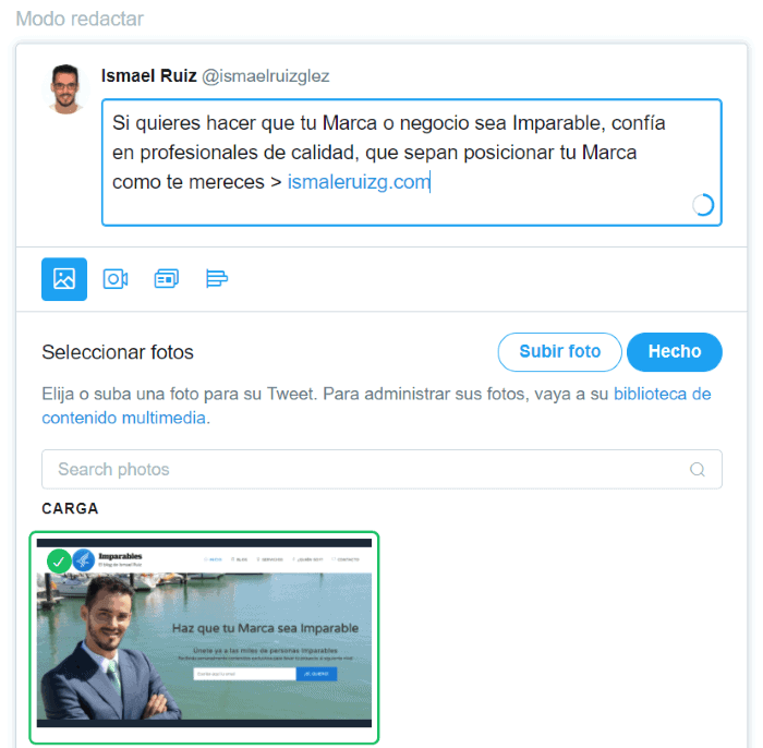 Ejemplo de tweet personalizado en Twitter Ads