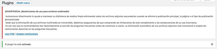 aceptar las restricciones del plugin