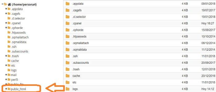 Acceso a la carpeta public_html