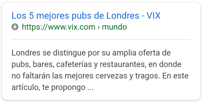 Fragmento de soporte AMP en las SERP