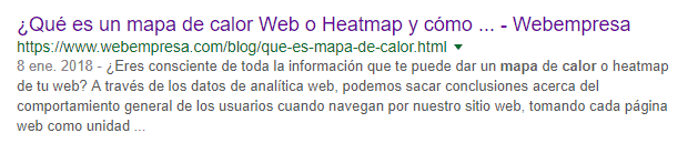 Snippet en resultados de búsqueda SERP