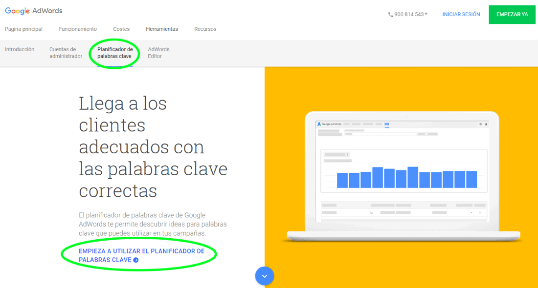 Las herramientas de Google y la viabilidad de palabras clave