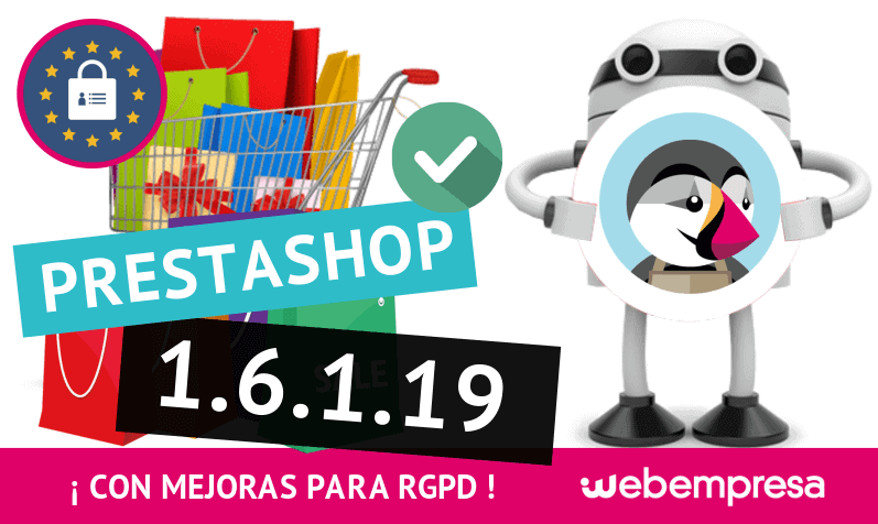 PrestaShop 1.6.1.19 ¡con mejoras para RGPD!