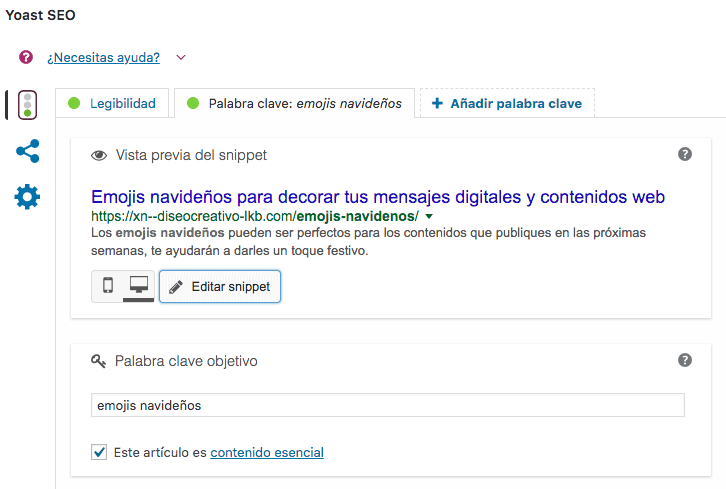 Contenido esencial del plugin SEO Yoast