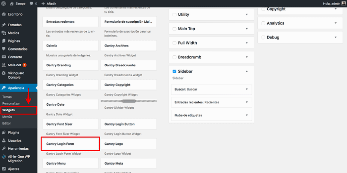 Widget Gantry Form Login