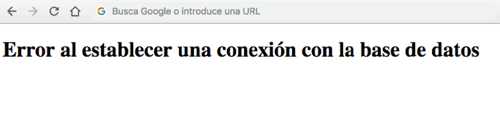 error al establecer conexión con la base de datos