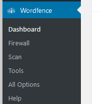 WordFence Security en el menú de administración de WordPress