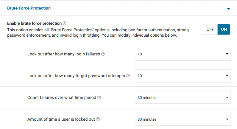 WordFence Security fuerza bruta