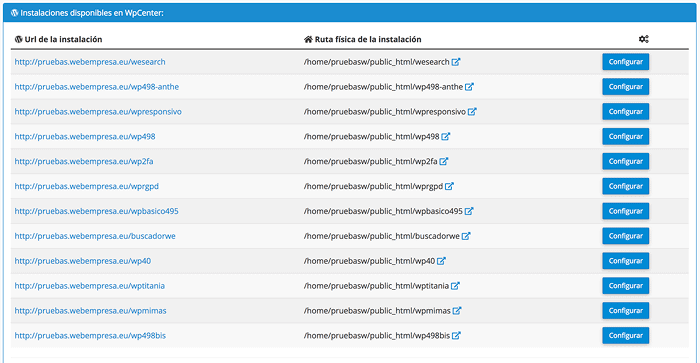  Instalaciones disponibles en WpCenter