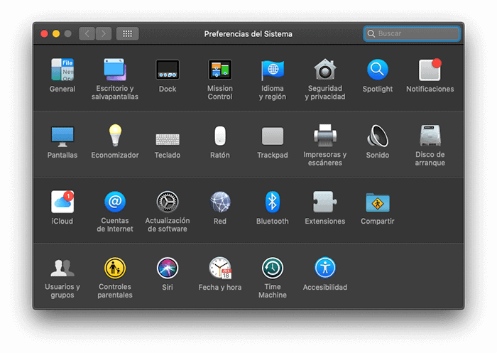 Preferencias del Sistema en Mac OSX