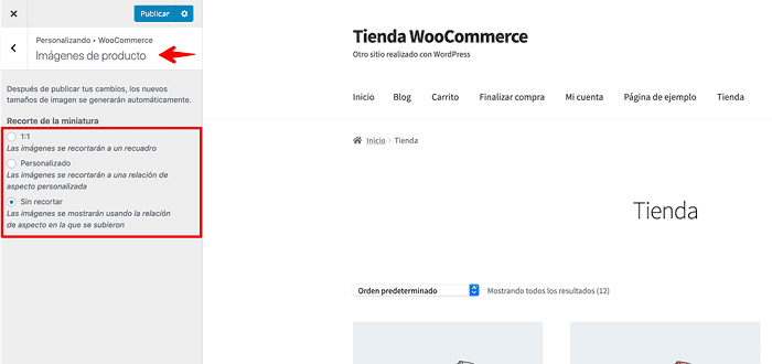 Configuracion imágenes WooCommerce