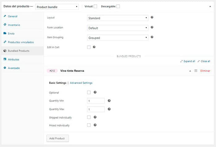 Productos a medida en Woocomerce. Como añadir productos en Plugin Woocommerce Product Bundles