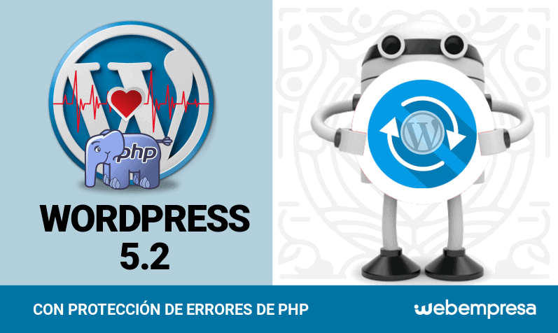 WordPress 5.2 con protección de errores de PHP