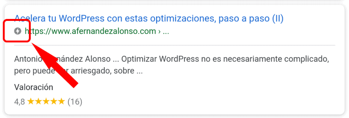 Páginas web con AMP etiquetadas