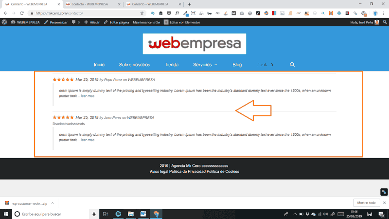 Plugins de testimonios para WordPress: WP customer Reviews