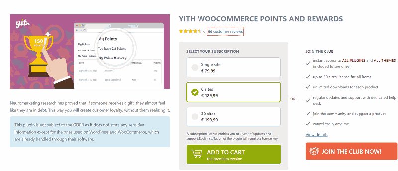 Plugin de regalos de puntos Premium en WooCommerce