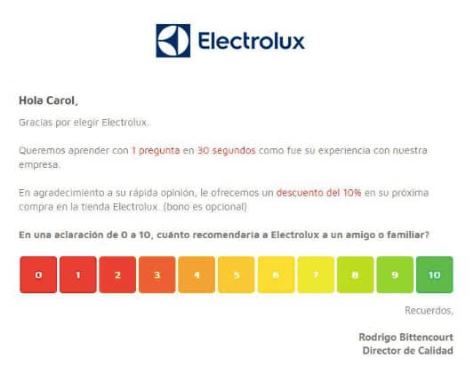  Encuesta de satisfacción de Electrolux