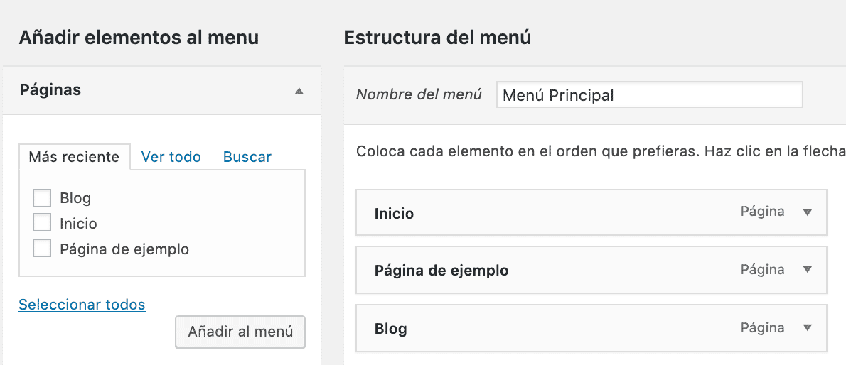 Crear ítem de menú de blog