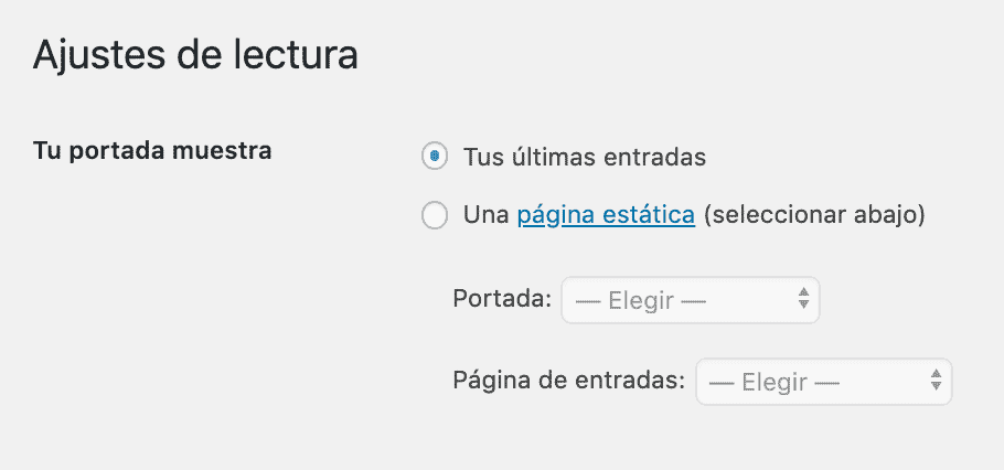 Configuración entradas recientes