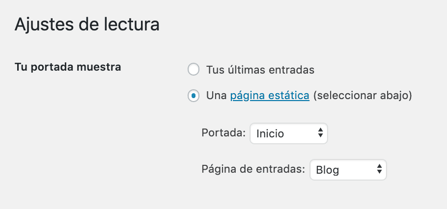 Configuración página estática