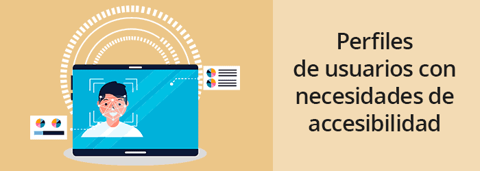 Grupo de usuarios representando el perfil de usuarios con necesidades especiales de accesibilidad en una web