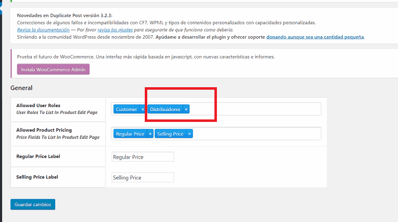 Crear roles nuevos: distribuidores