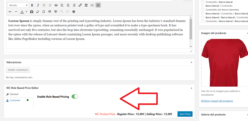 Opción Wc Role based Price editor