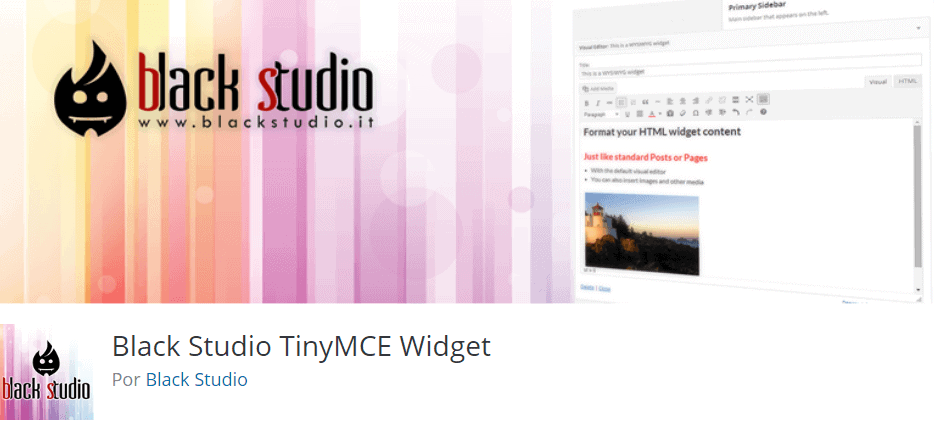 Mejores widgets gratuitos para WordPress: Black Studio TinyMCE Widget