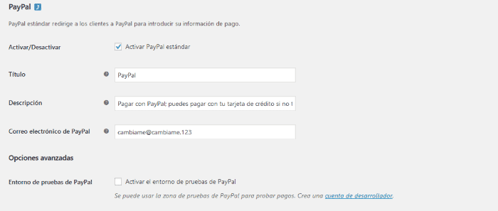 Guía de configuración de PayPal en WooCommerce