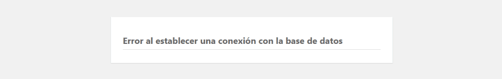 Error al establecer conexión con la base de datos