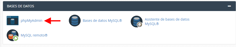 Aplicación phpMyAdmin en WePanel
