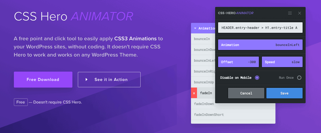 Plugin CSS Hero Animator