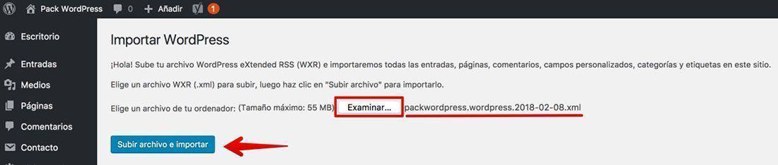 Importar imágenes a la administración