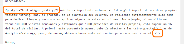 Justificar párrafo etiquetas HTML