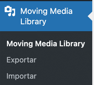 opción de menú plugin importación exportacion imagenes