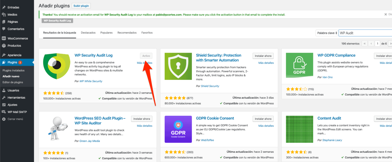 Instalar el plugin WP Security Audit Log