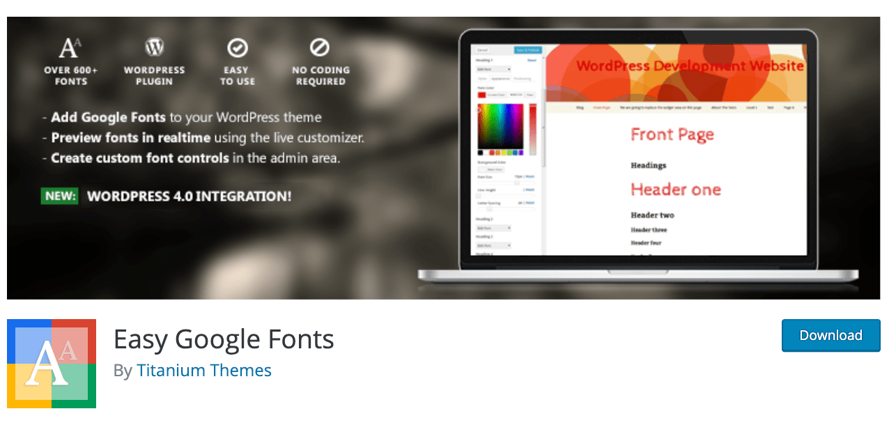 Plugin Easy Google Fonts